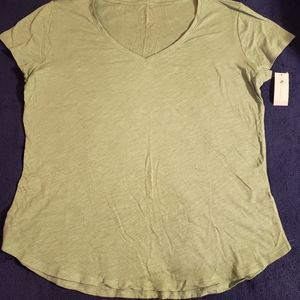XL NY&CO Green V-neck Cotton Tee